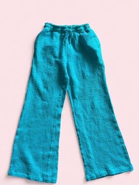 Ocean Drive Aqua Drawstring Wide-Leg Pants